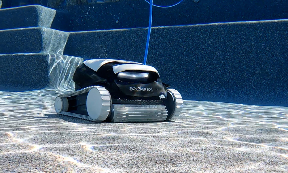 Dolphin Explorer E20 Robotic Pool Cleaner Vacuuming Pool