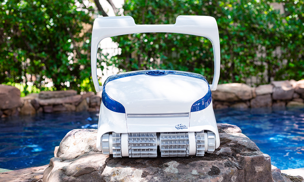 Dolphin Sigma Robotic Pool Cleaner on Rock